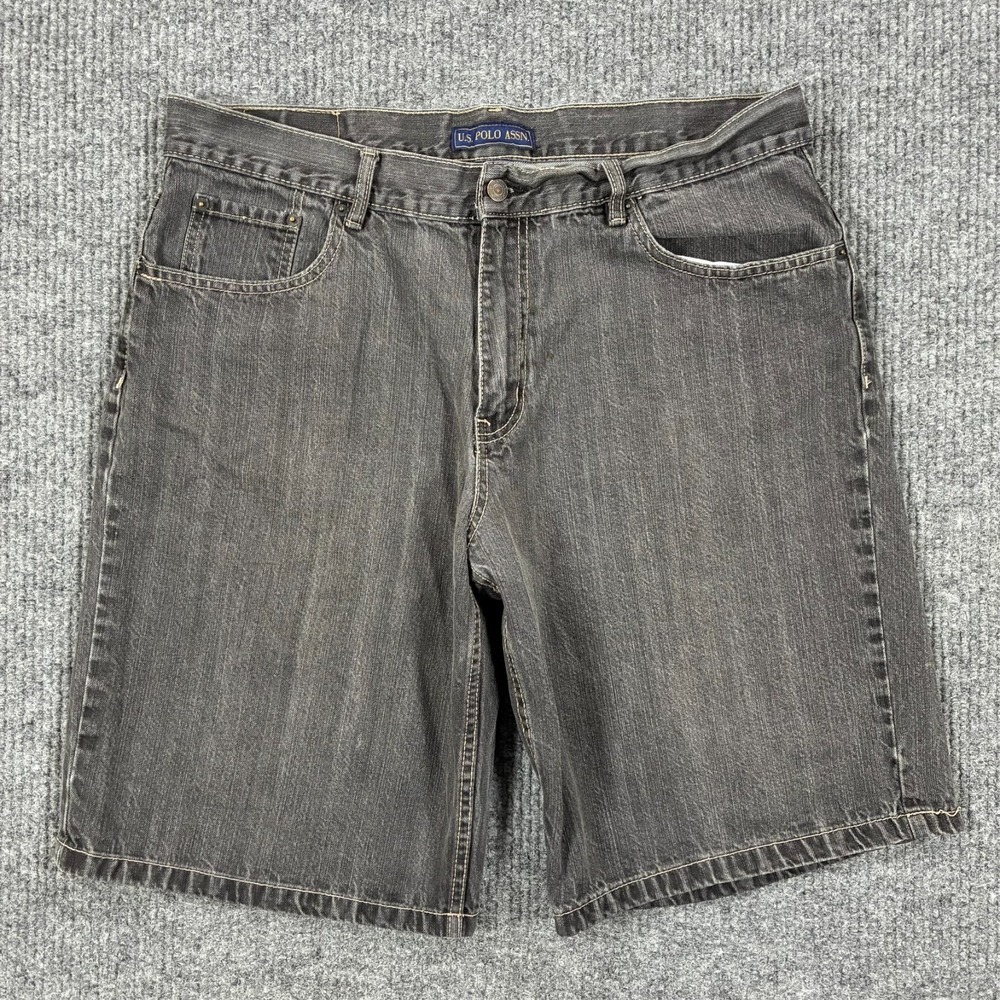 U.S. Polo Assn Mens Jean Shorts Size W38 Black Denim Cotton Casual Mid Rise
